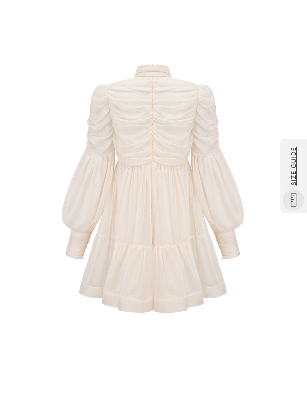 Ivory Tie-Neck Long Sleeve Mini Dress - Picture 3 of 11